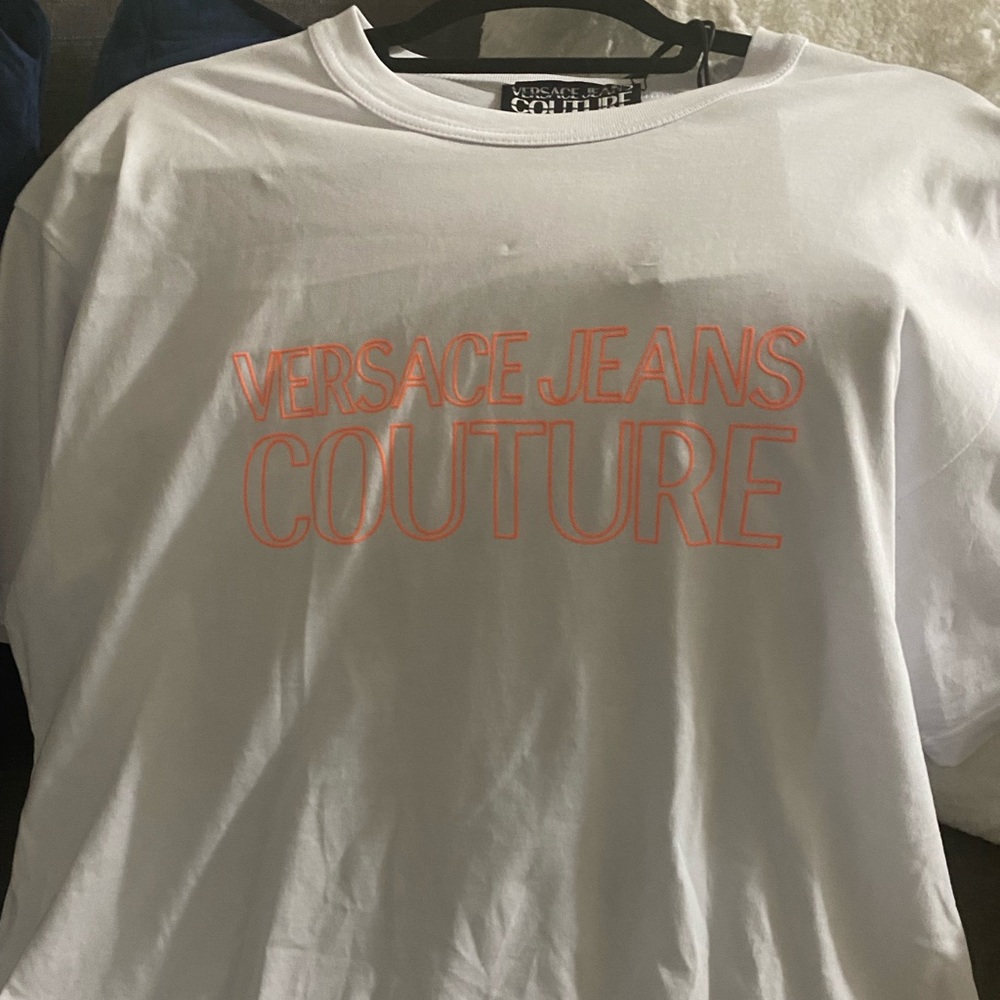 Versace Jeans Couture White And Orange Logo T-Shirt Brand NEW